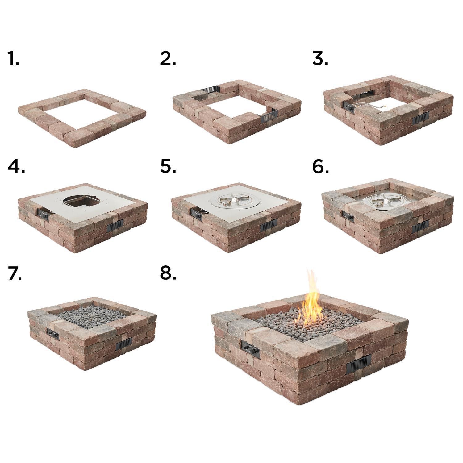 The Outdoor GreatRoom Company Bronson Block BRON5151-K 51-Inch Square Propane Gas Fire Pit Kit with 42-Inch Crystal Fire Burner - Fire Pit Setup Steps thumbnail