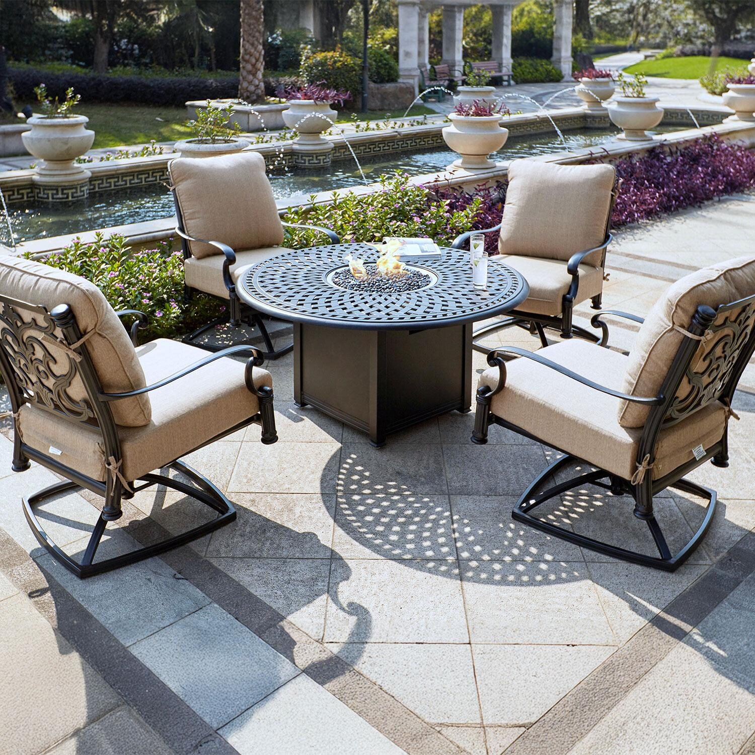 Darlee B/201016-3-4 Santa Barbara 4 Piece Cast Aluminum Patio Swivel Rocker Club Chair Set - Lifestyle thumbnail