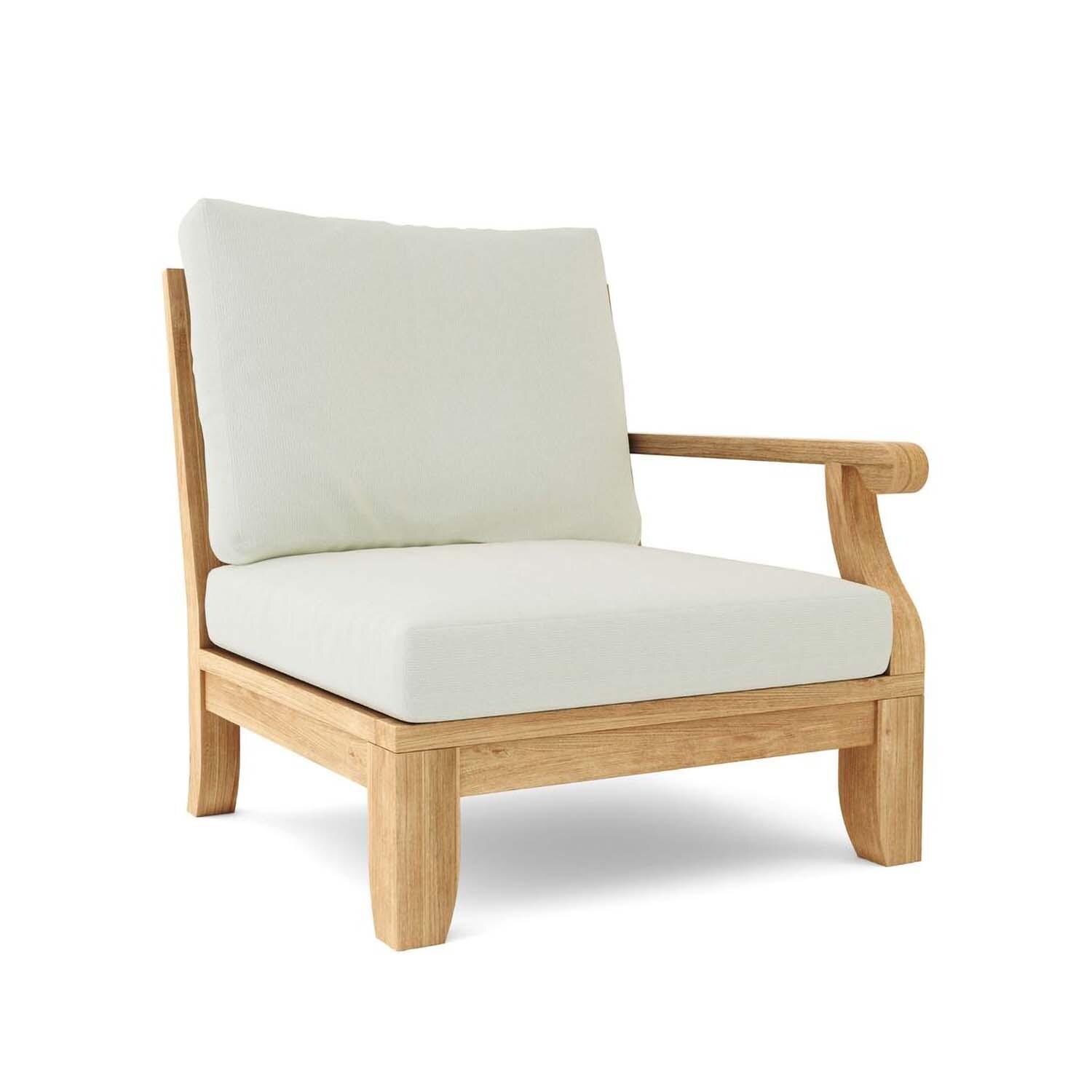Currier Bay 11 Pc Teak Seating Set in Canvas Natural by Lakeview Outdoor Designs - Left Arm Chair - White Background thumbnail