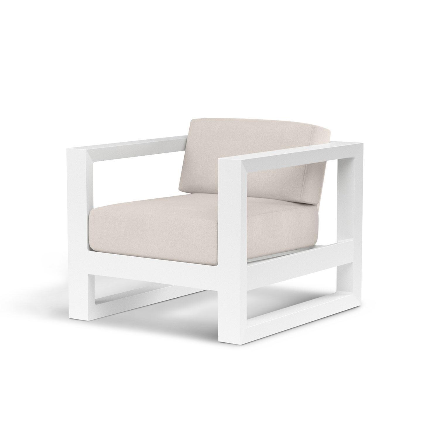 Newport Aluminum Patio Club Chair in Canvas Natural w/ No Welt by Sunset West - Display - White Background thumbnail