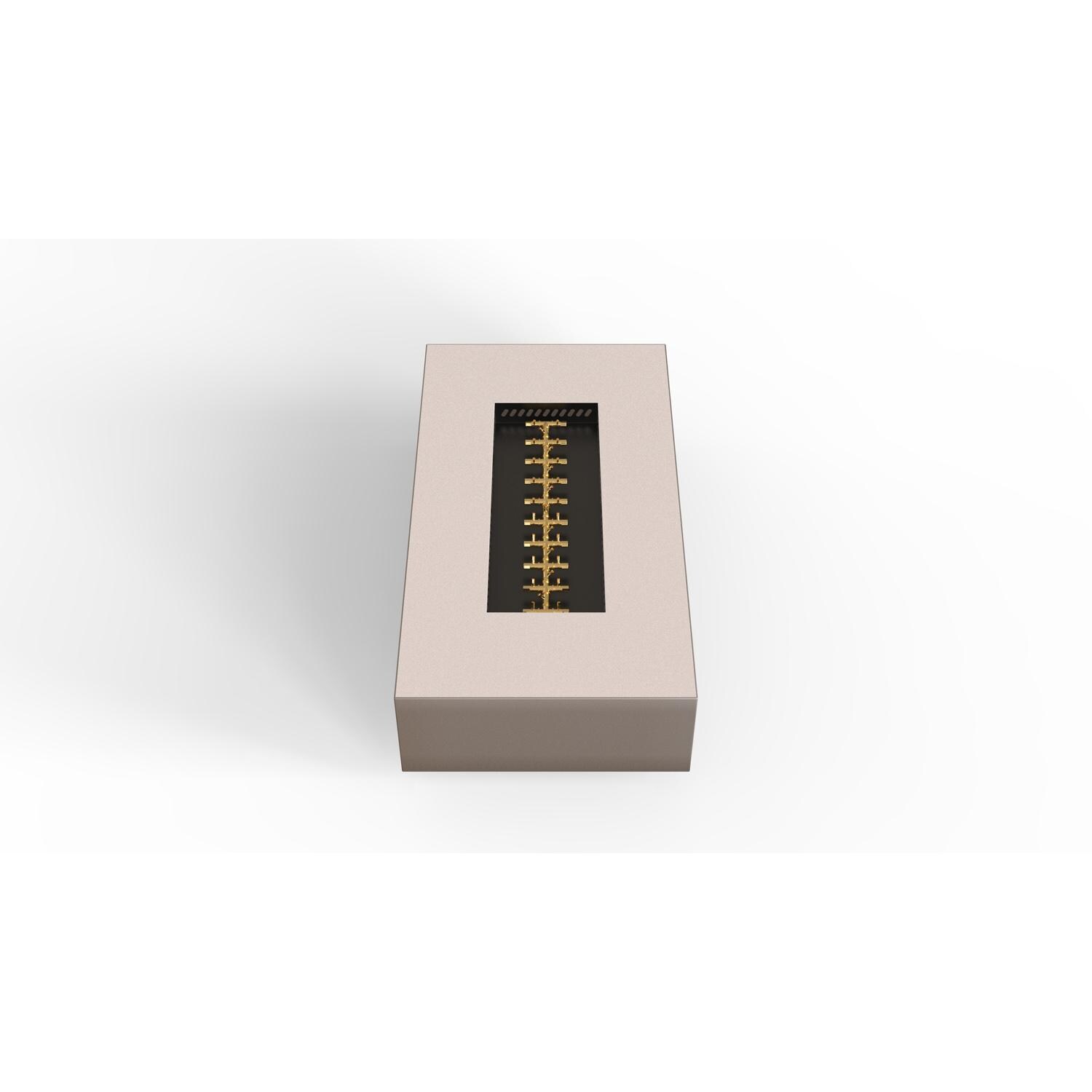 AON 72 x 38 Inch Rectangular Powder Coated Steel Propane Fire Pit Table in Sand Pebble By Warming Trends - Top Angled View - White Background thumbnail