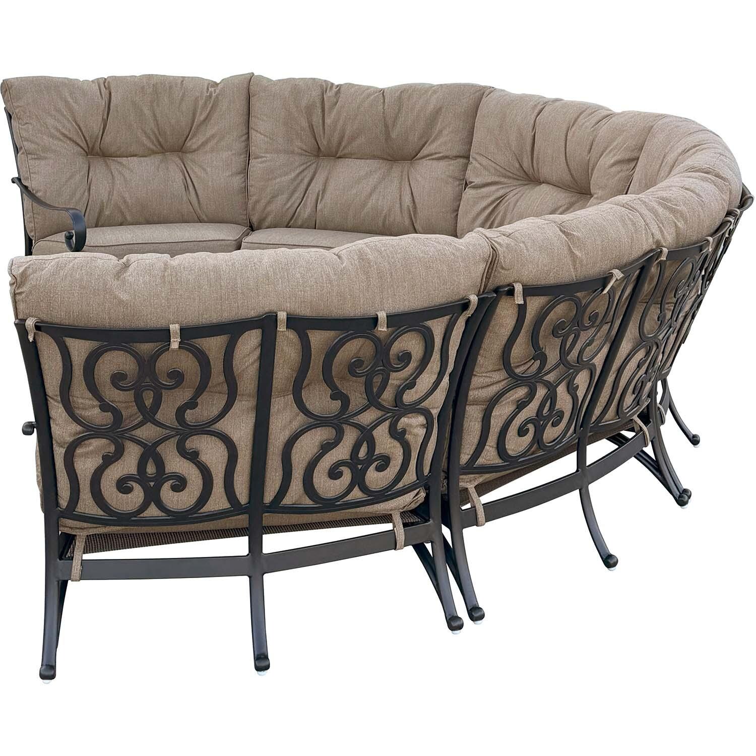 Santa Anita 6 Person Cast Aluminum Sofa in Antique Bronze/Sesame By Darlee - Side View - White Background thumbnail