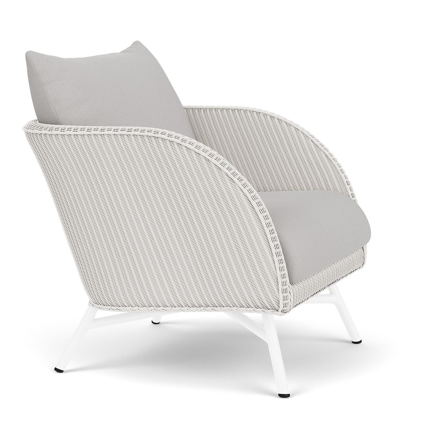 Lloyd Flanders Essence Lounge Chair W/Tundra Dove Fabric - White Finish - Angled thumbnail