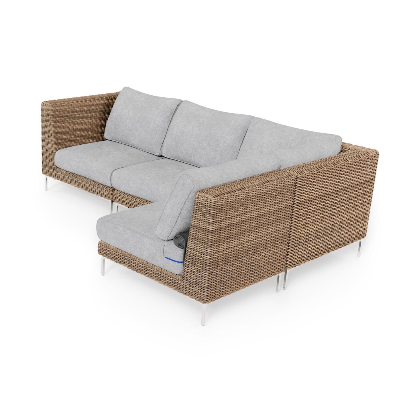 Outer PS-OUT-00102 Brown Wicker Outdoor L Sectional - 4 Seat - Angled Right thumbnail