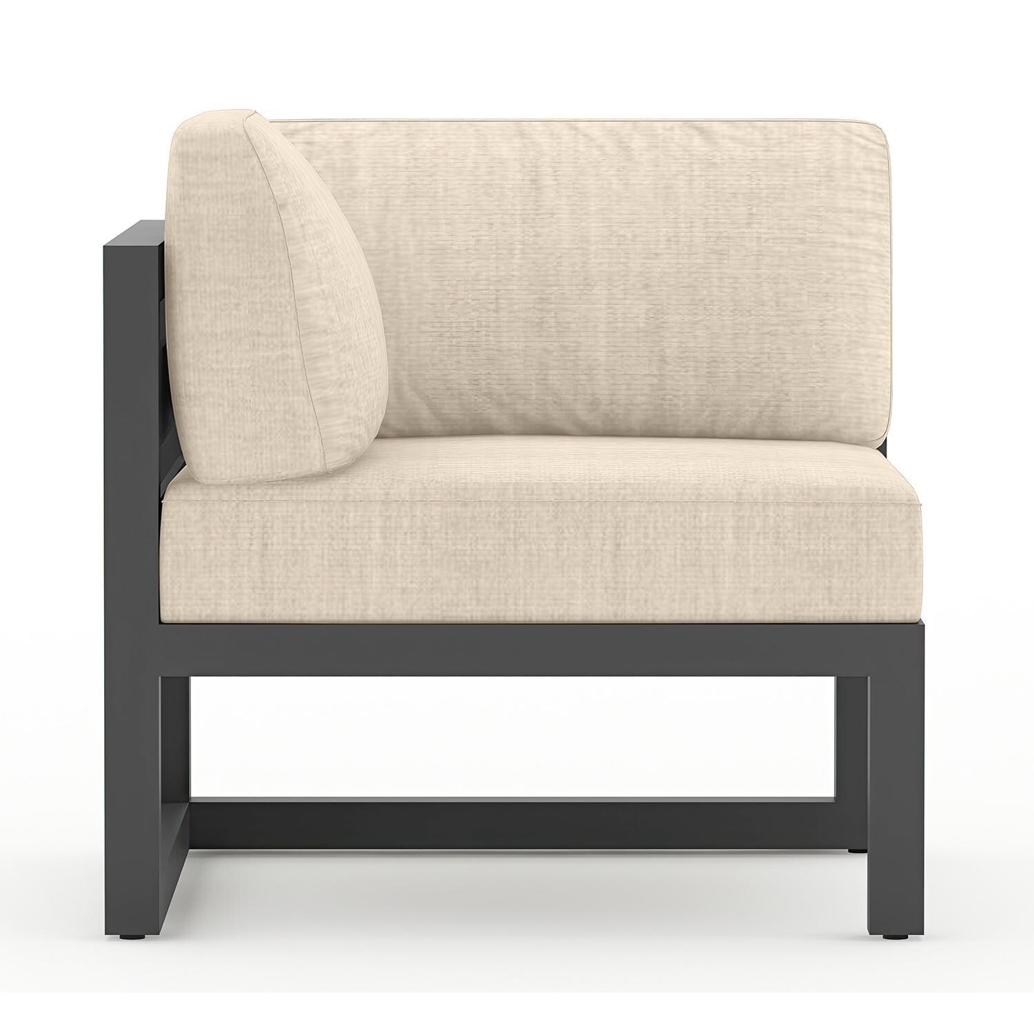 Misty Cove Aluminum Corner Club Chair in Slate w/Canvas Flax Cushions by Lakeview - White Background thumbnail