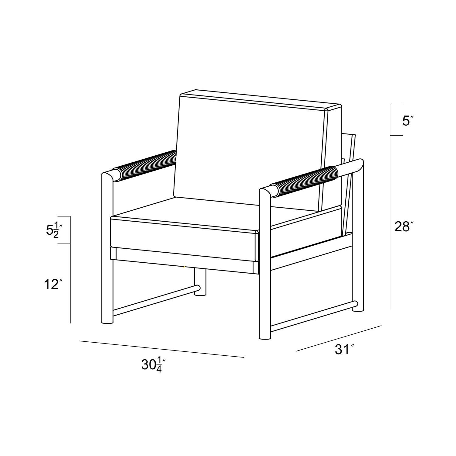 Lakeview AVEBAY-SL-PG-CC-CS Avenue Bay Slate/Pebble Gray Club Chair - Cast Silver - Dimensions - Diagram thumbnail