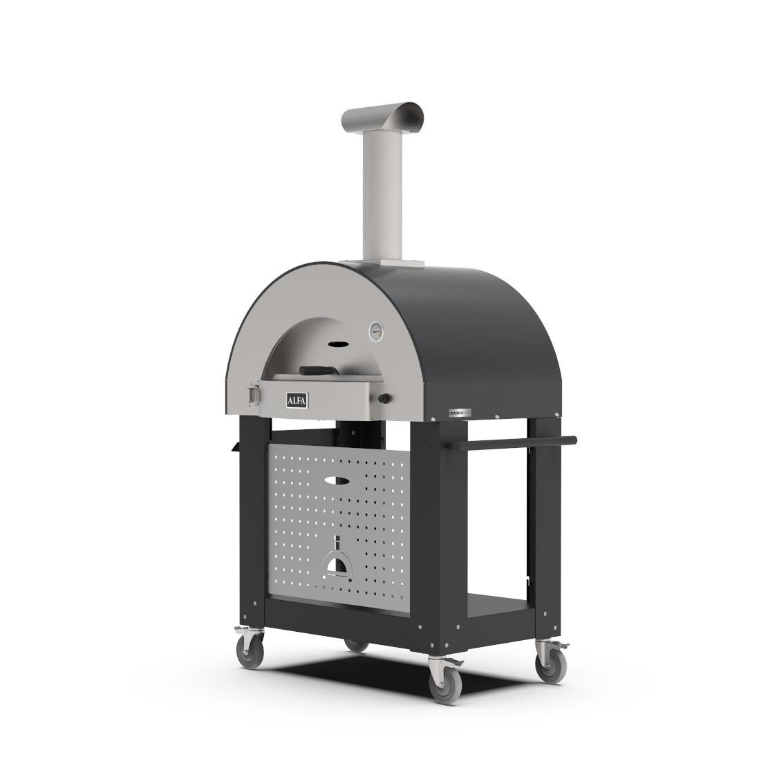 Alfa FXCL-2P-GGRA-U + BF-2P-NER Classico 2 Pizze Propane Pizza Oven W/ Natural Gas Conversion Kit and Oven Base - Ardesia Grey - Front Right thumbnail