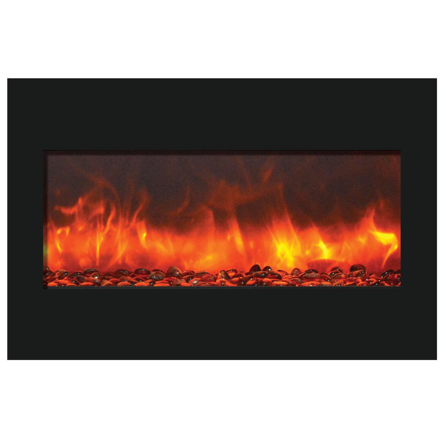 Amantii Zero Clearance Built-In Electric Fireplace - Orange with Sable Fire Glass thumbnail