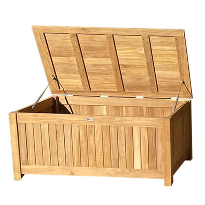 Royal Teak Collection STBXXL Teak XL Storage Box w/ Cushion - Box Open - White Background thumbnail