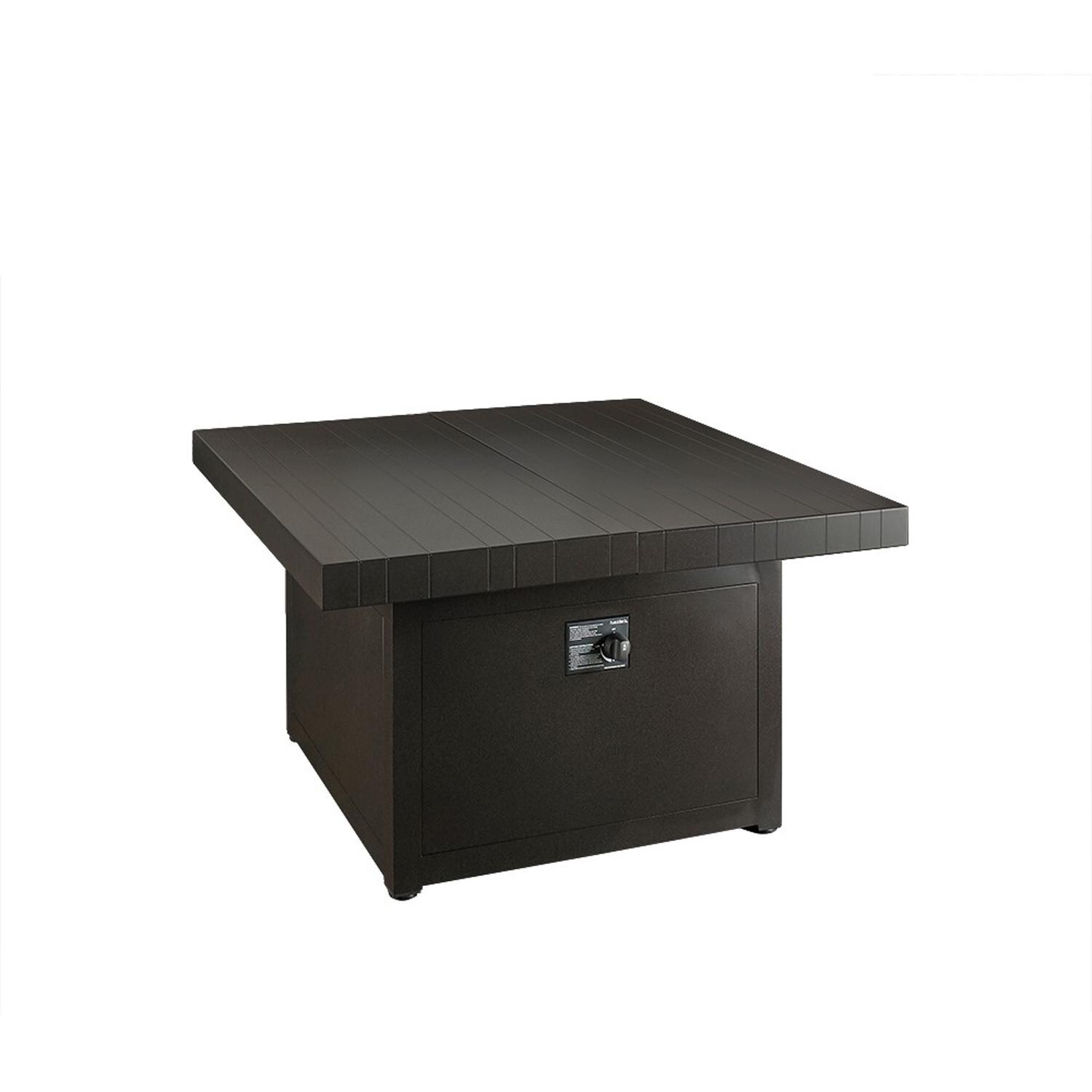 Plank and Hide 42 inch Functional Modern Square Aluminum Fire Pit in Brown - 90006-BRO-1-BRO-3 - Angled and Closed thumbnail