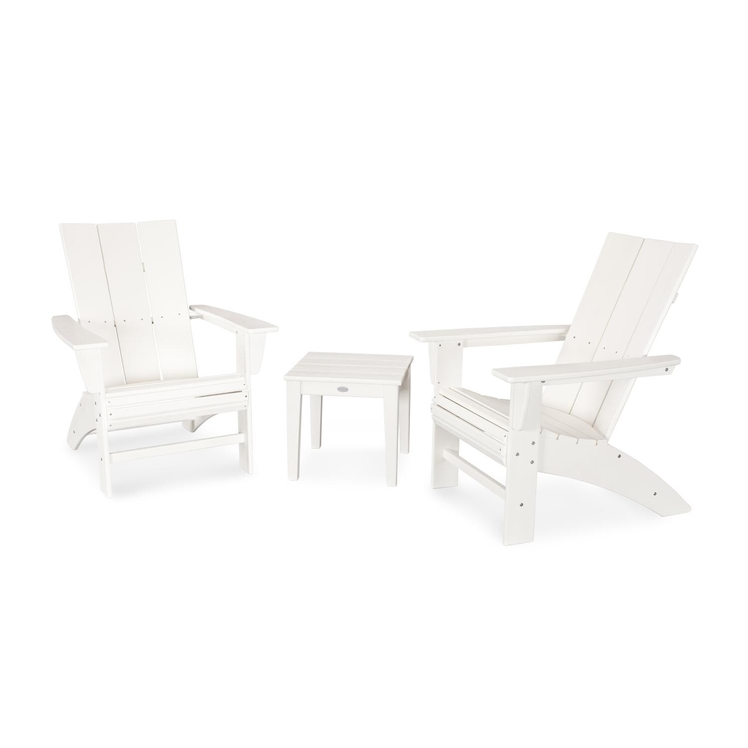 POLYWOOD Modern White 3-Piece Curveback Adirondack Set thumbnail