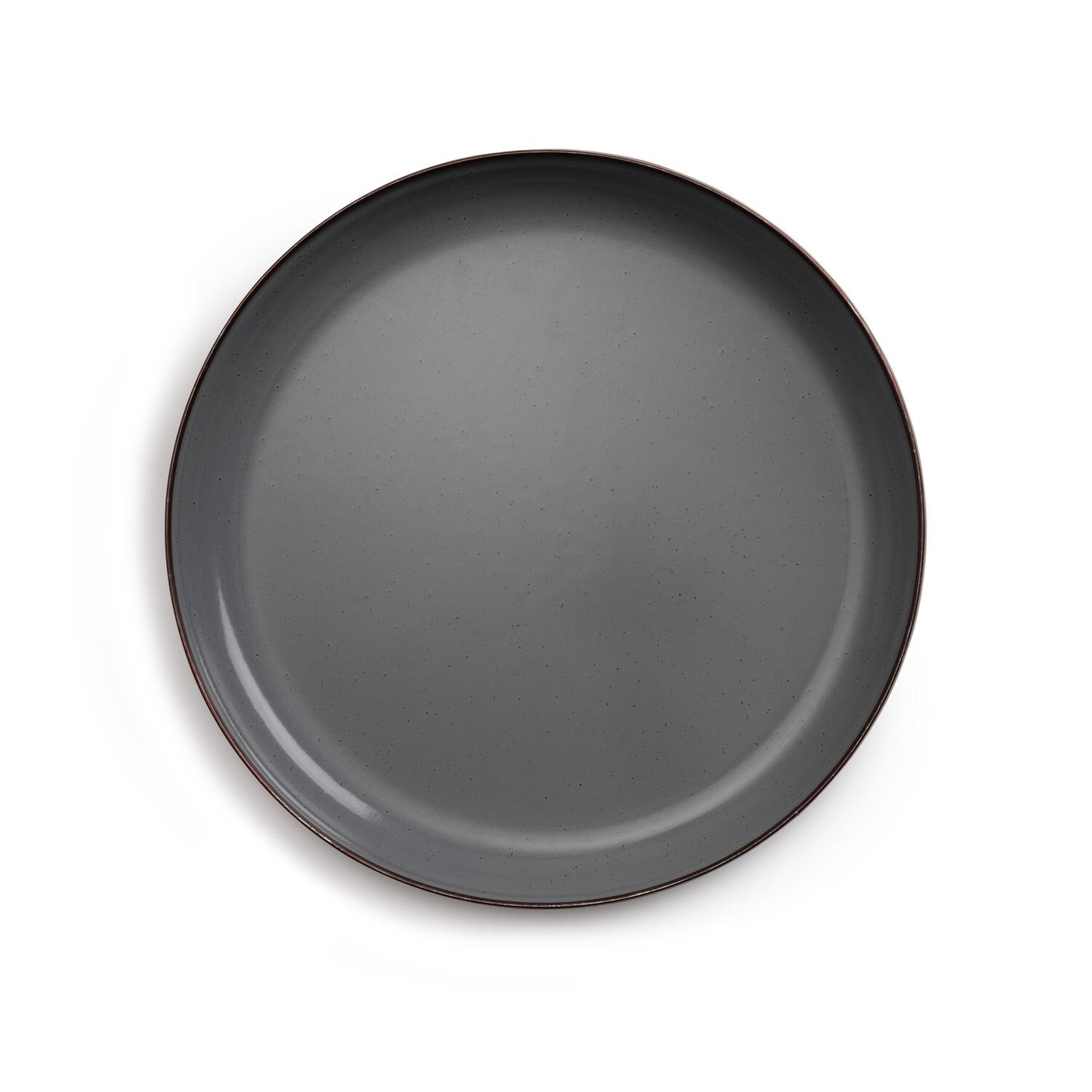 Barebones Living CKW-358 Enamel Deep Plate Set - Set of 2 - Slate Gray - Top View thumbnail