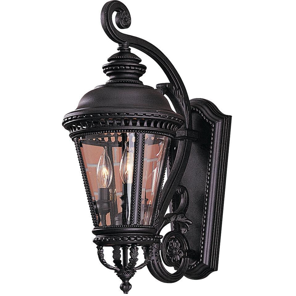 Feiss Castle Three Light 22-Inch Outdoor Wall Lantern - Black