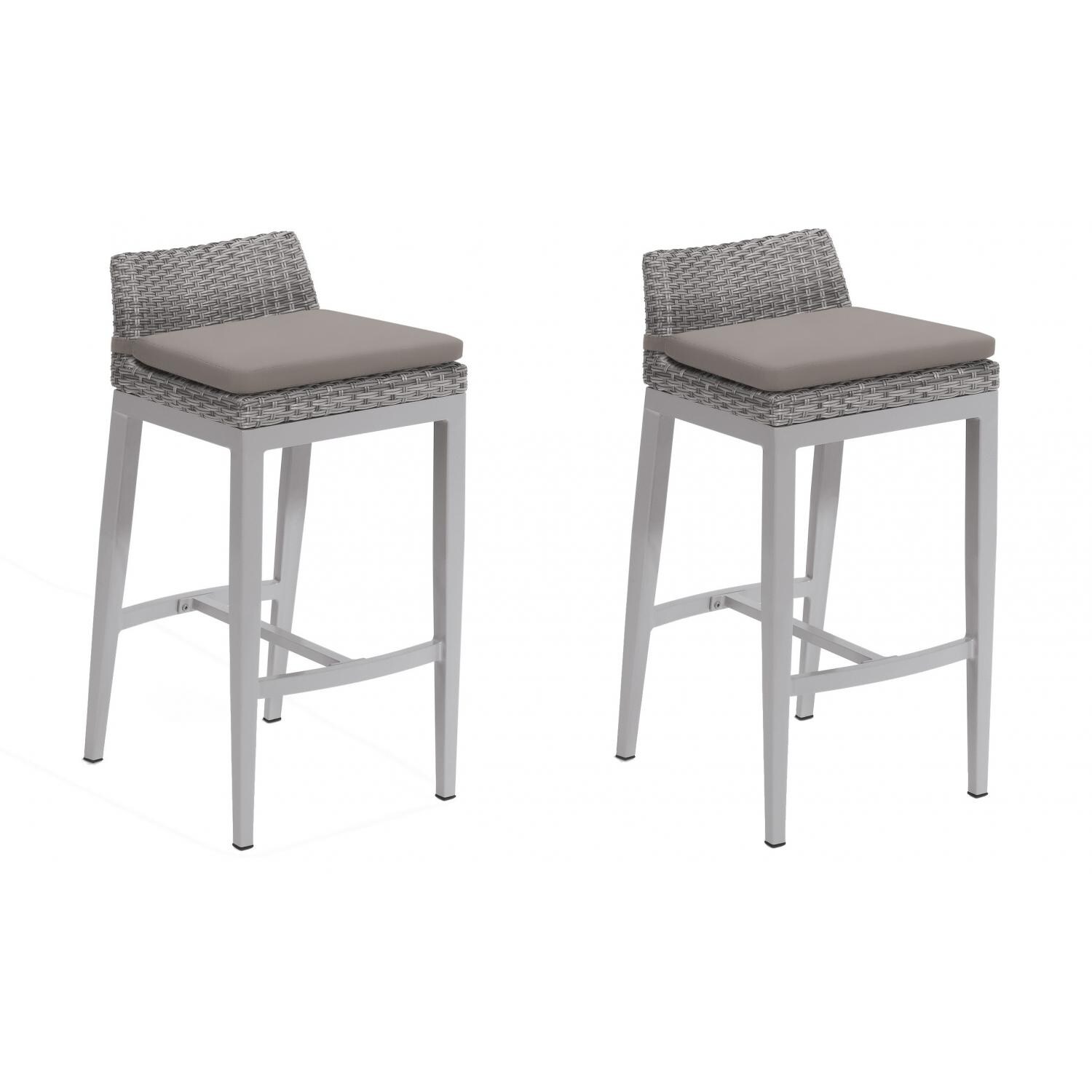 Argento 2 Piece Wicker Patio Bar Stool Set W/ Stone Cushions By Oxford Garden thumbnail