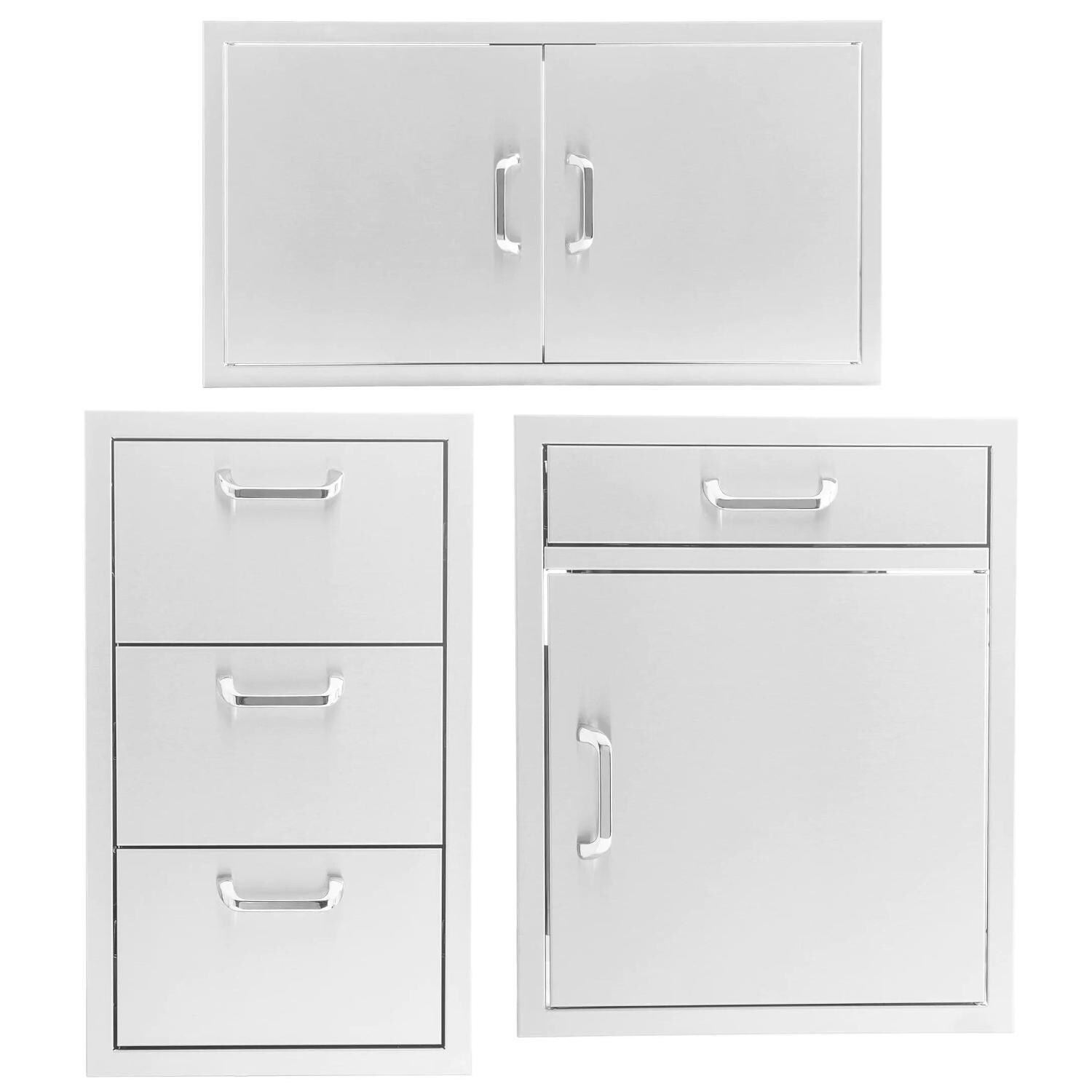 BBQGuys Signature 3 Pc 40-in Contempo/Traditional Double Access Door Outdoor Kitchen Storage Package - Traditional - White Background thumbnail