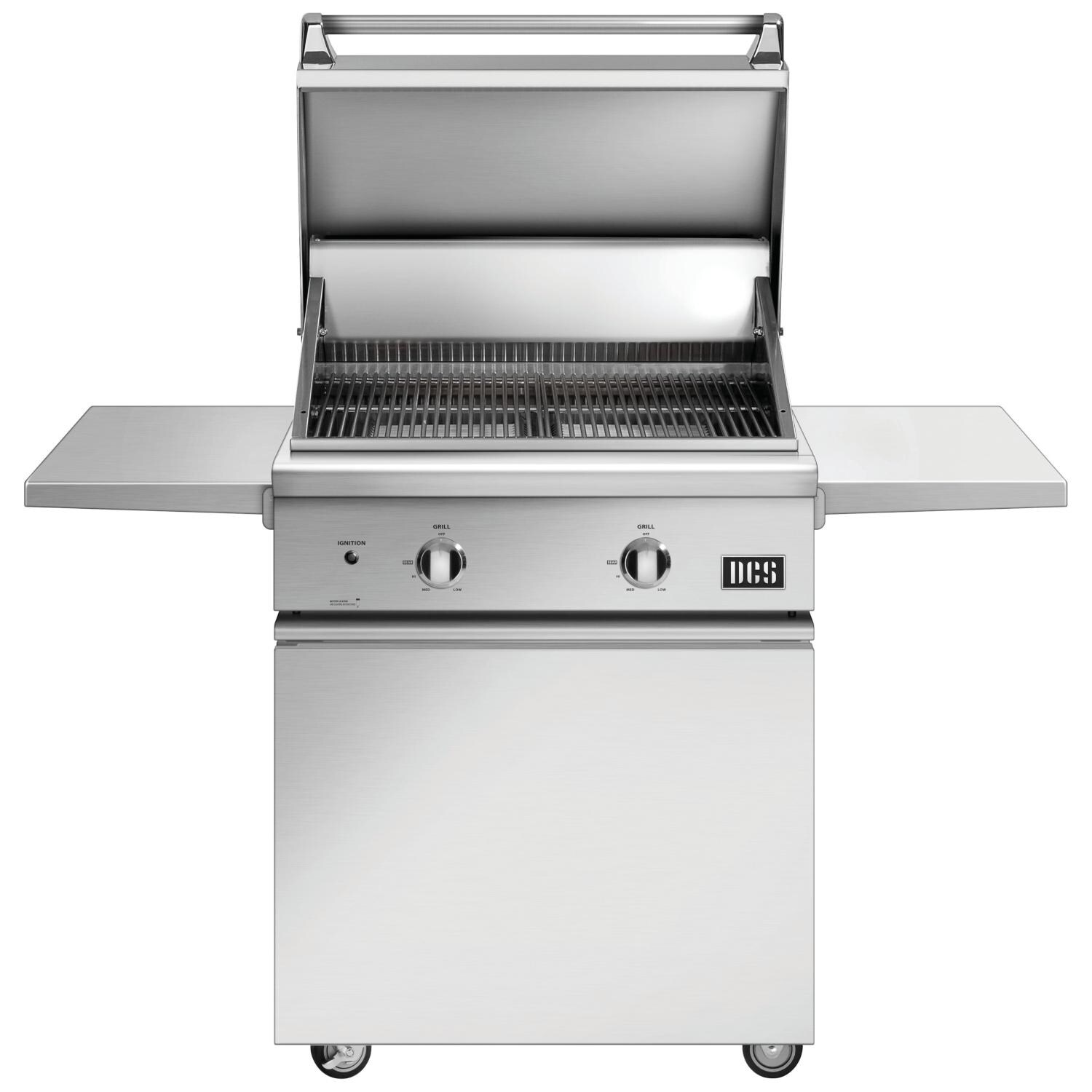DCS BGC30-BQ-N Series 7 Traditional 30-Inch Natural Gas Grill On DCS CSS Cart With Two Side Shelves - Hood Open thumbnail