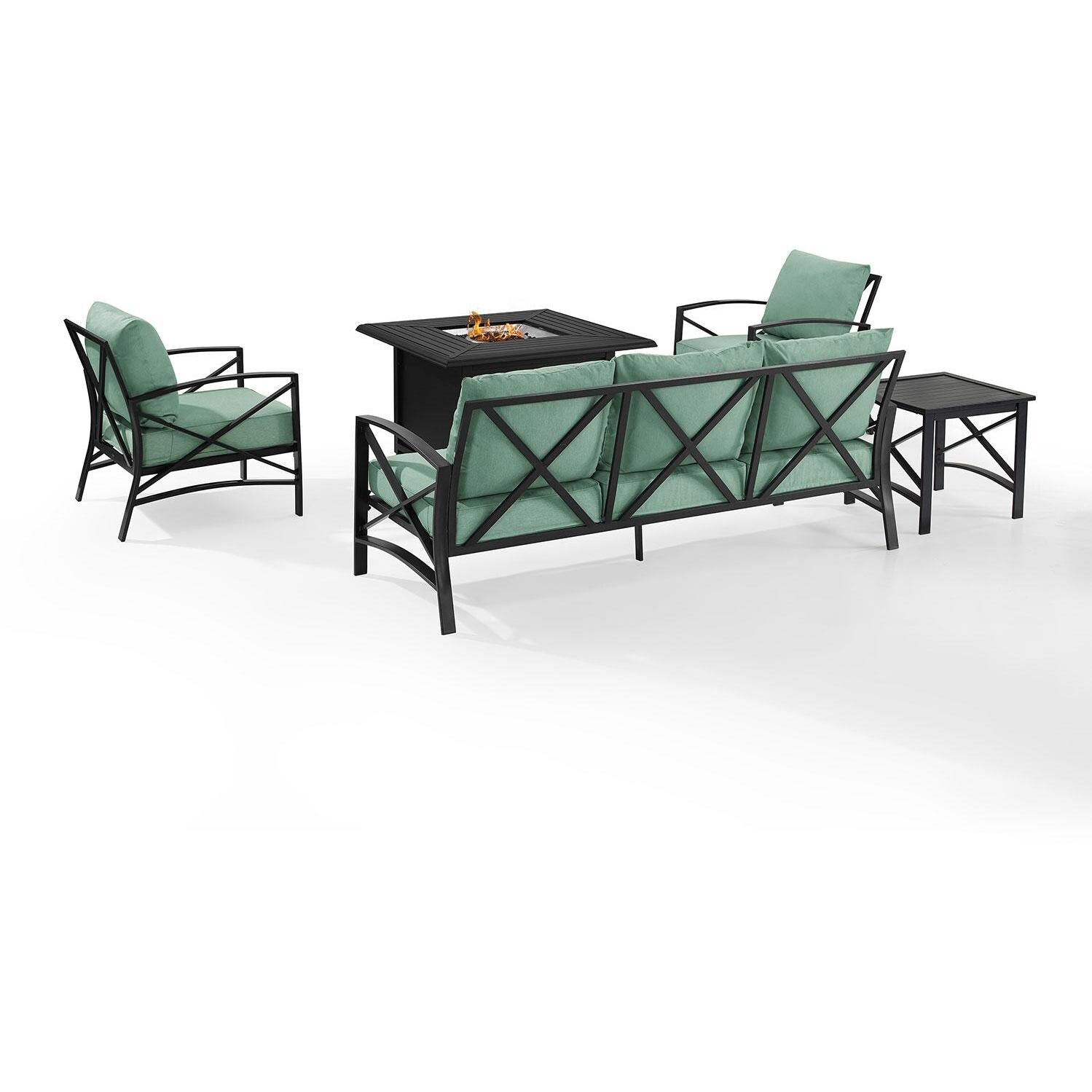 Ultimate Patio UP-82269BZ-MI 5Pc Outdoor Sofa Set W/ Fire Table in Mist - Rear - White Background thumbnail