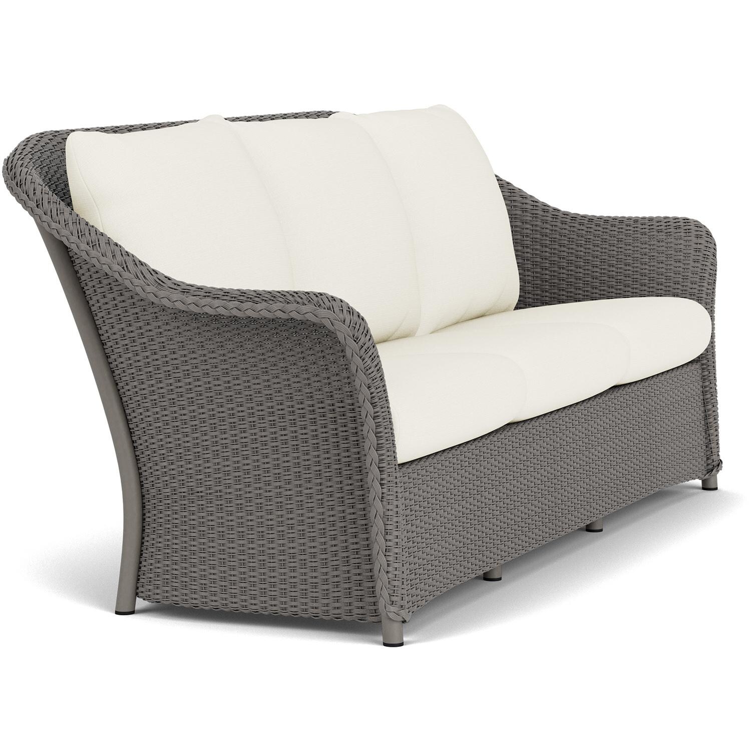 Lloyd Flanders Weekend Retreat Sofa in Pewter Finish W/ Sailcloth Salt Fabric - Angled thumbnail