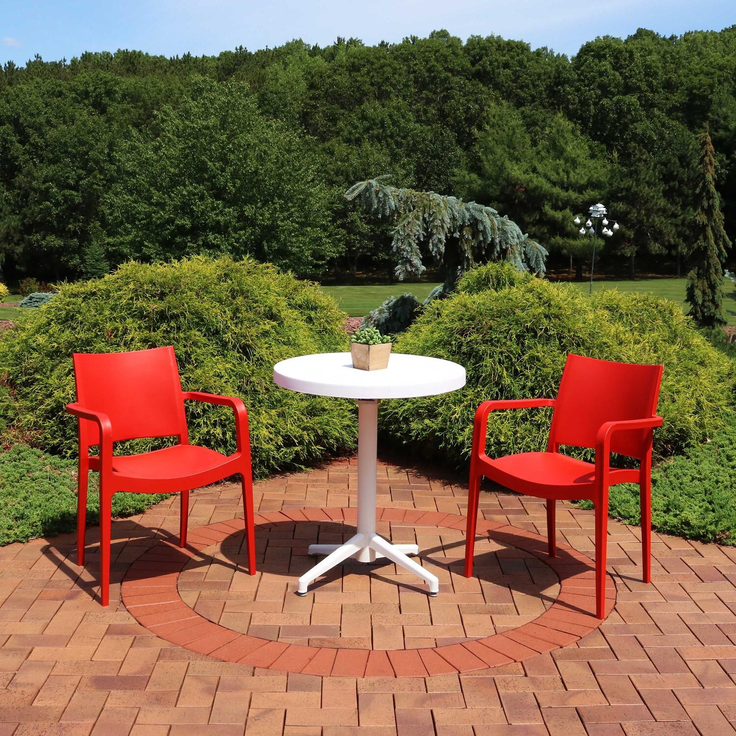 Sunnydaze All-Weather Landon 3-Piece Bistro Set - Red image