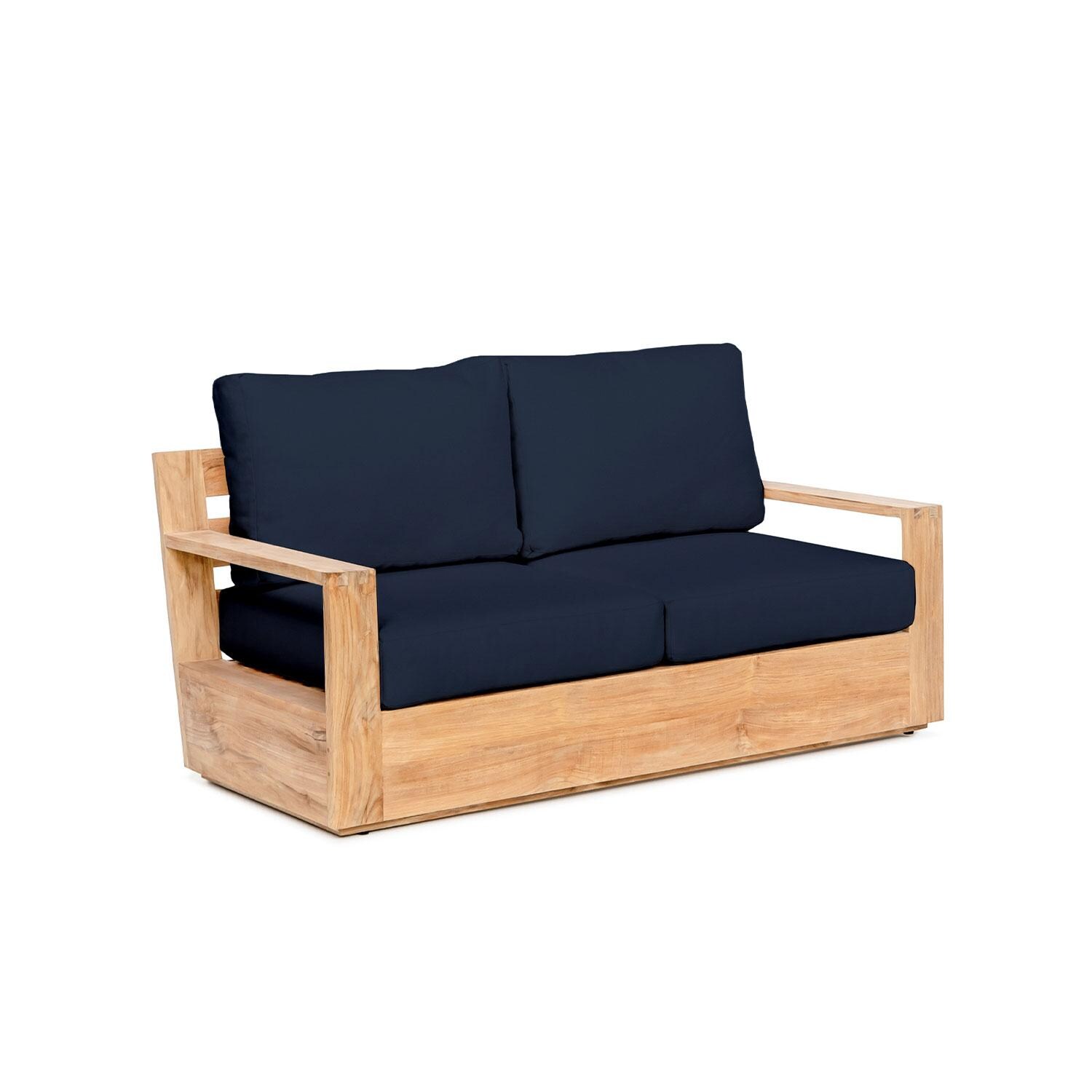 Scape Key 2 Person Teak Loveseat in Indigo by Lakeview Outdoor Designs - Angled - White Background thumbnail
