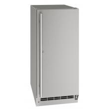 U-Line 15-Inch 3.1 Cu. Ft. Outdoor Rated Solid Door Refrigerator w/ Lock- Stainless Steel - UORE115-SS31A image