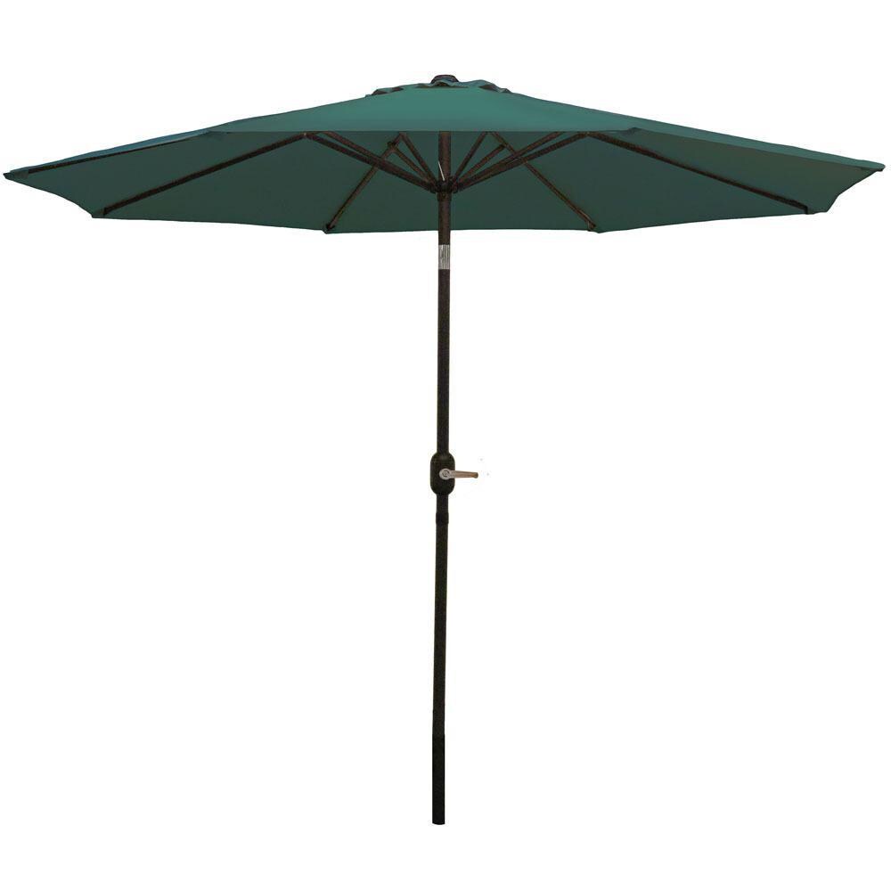 Ultimate Patio 9 Ft. Octagonal Aluminum Patio Market Umbrella W/ Crank Lift & Tilt - Black Frame W/ Green Polyester Canopy thumbnail