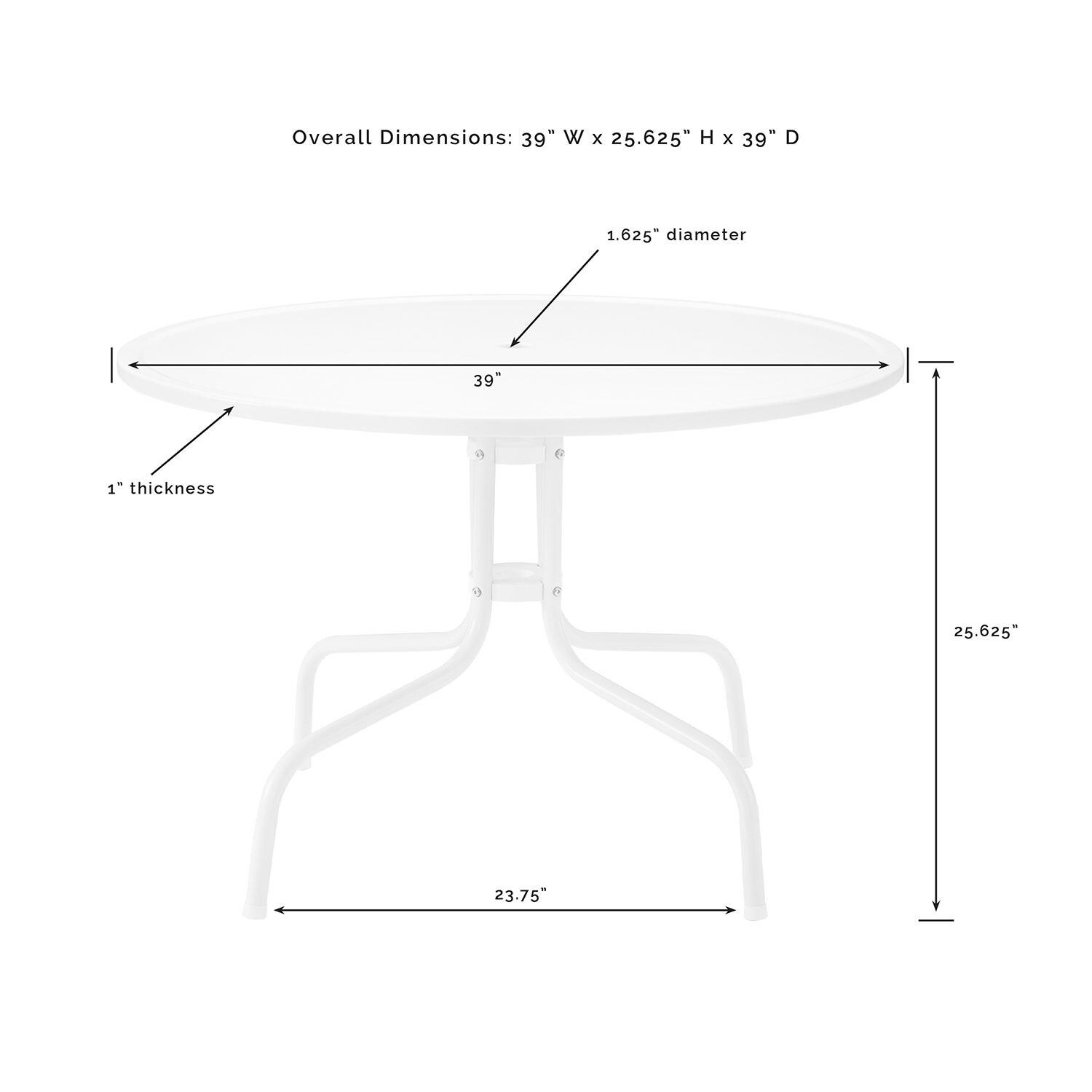 Ultimate Patio UP-32250NV 5Pc Round Retro Outdoor Dining Set in Navy Blue - Table Dimensions - Diagram thumbnail