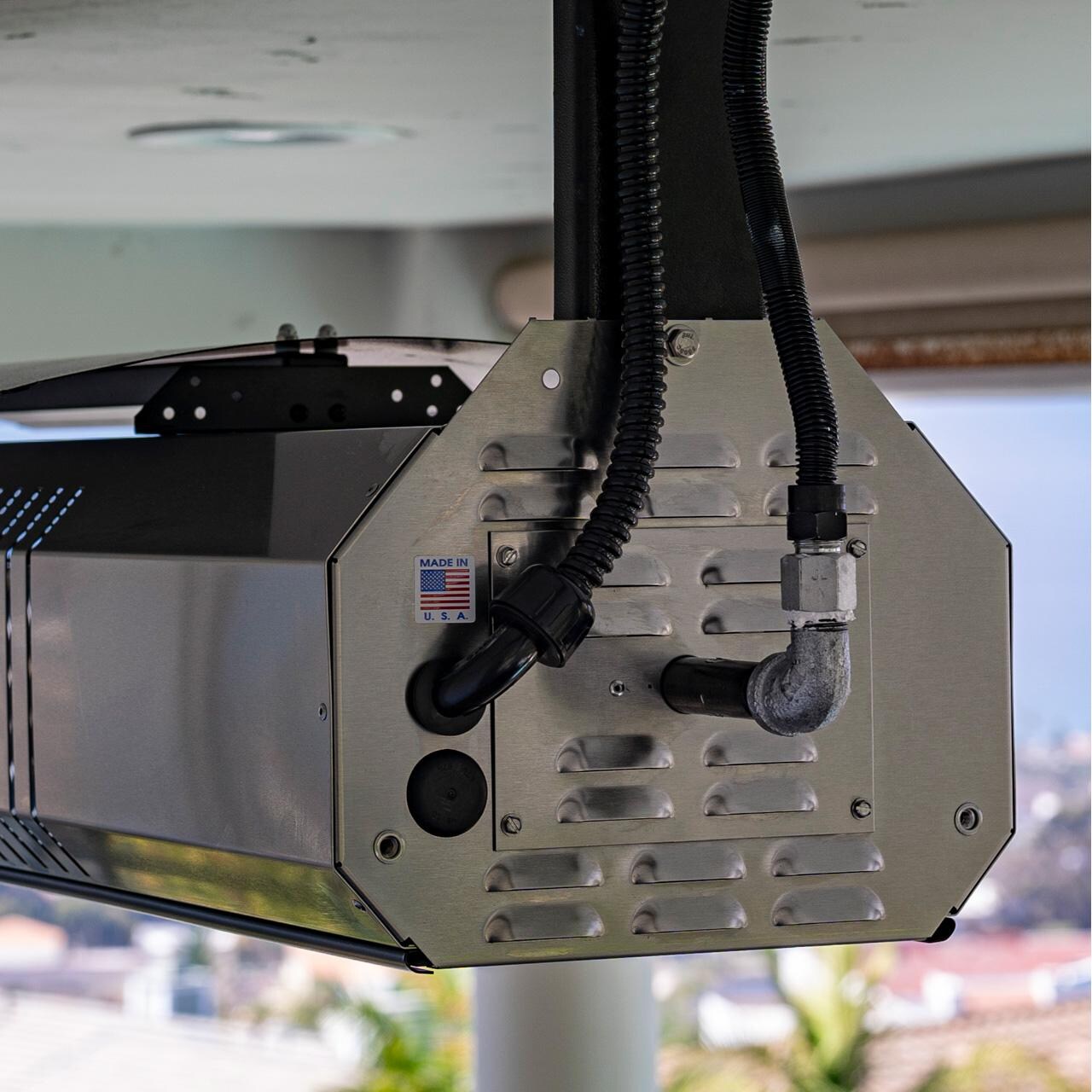 SunStar GLASS N10 MGL0 Marine Grade 48-Inch 35,000 BTU Natural Gas Patio Heater - Gas And Electrical Connection Detail View thumbnail