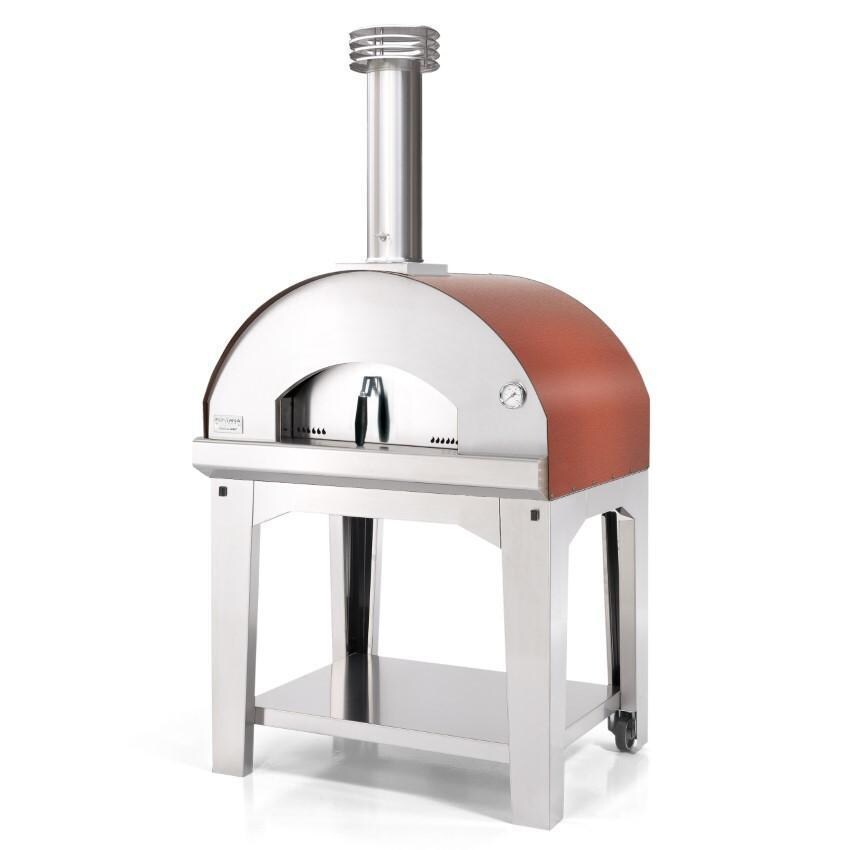 Fontana Forni Mangiafuoco Wood-Fired Pizza Oven On Cart - Red - FTMF-R