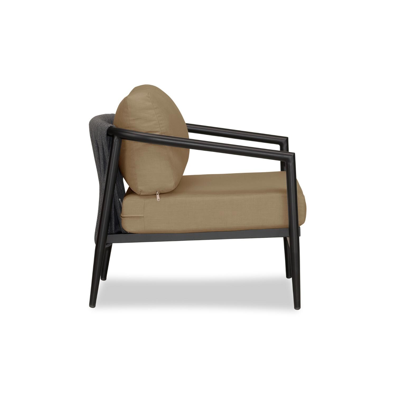 Lakeview Midnight Cove Aluminum Club Chair in Black/Carbon/Heather Beige - Side - White Background thumbnail