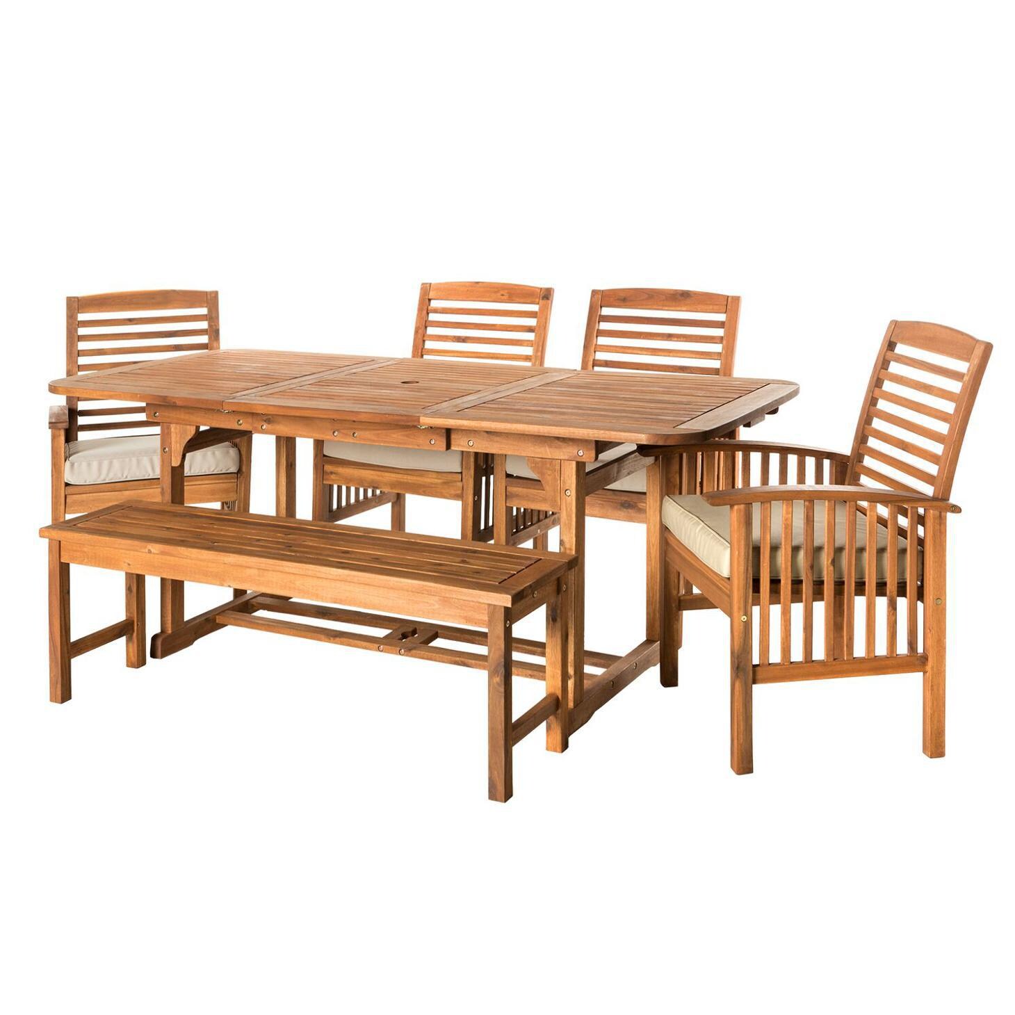 Ultimate Patio Horizon Way 6 Piece Brown Acacia Patio Dining Set - Right Angle View thumbnail