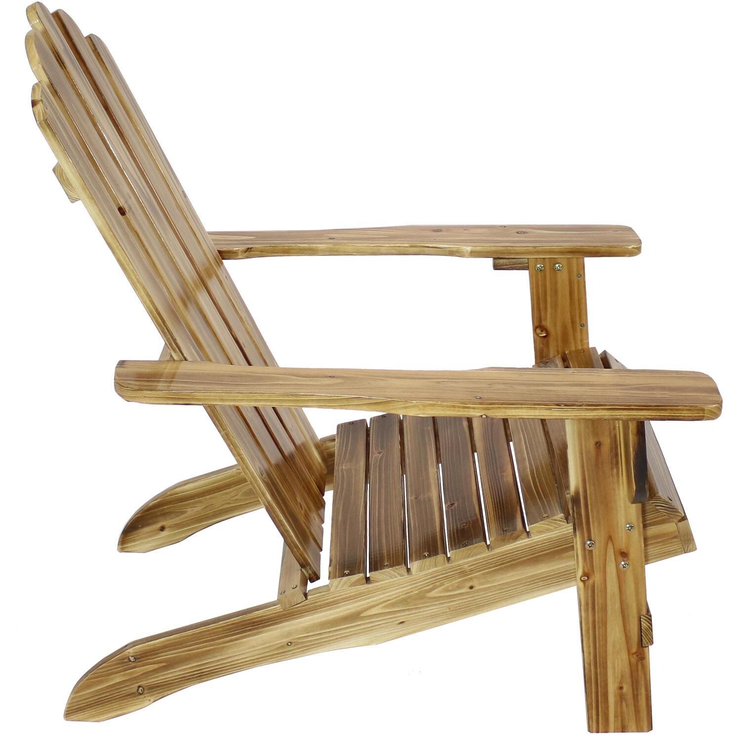 Ultimate Patio Rustic Wooden Adirondack Chair W/ Light Charred Finish - Side View thumbnail