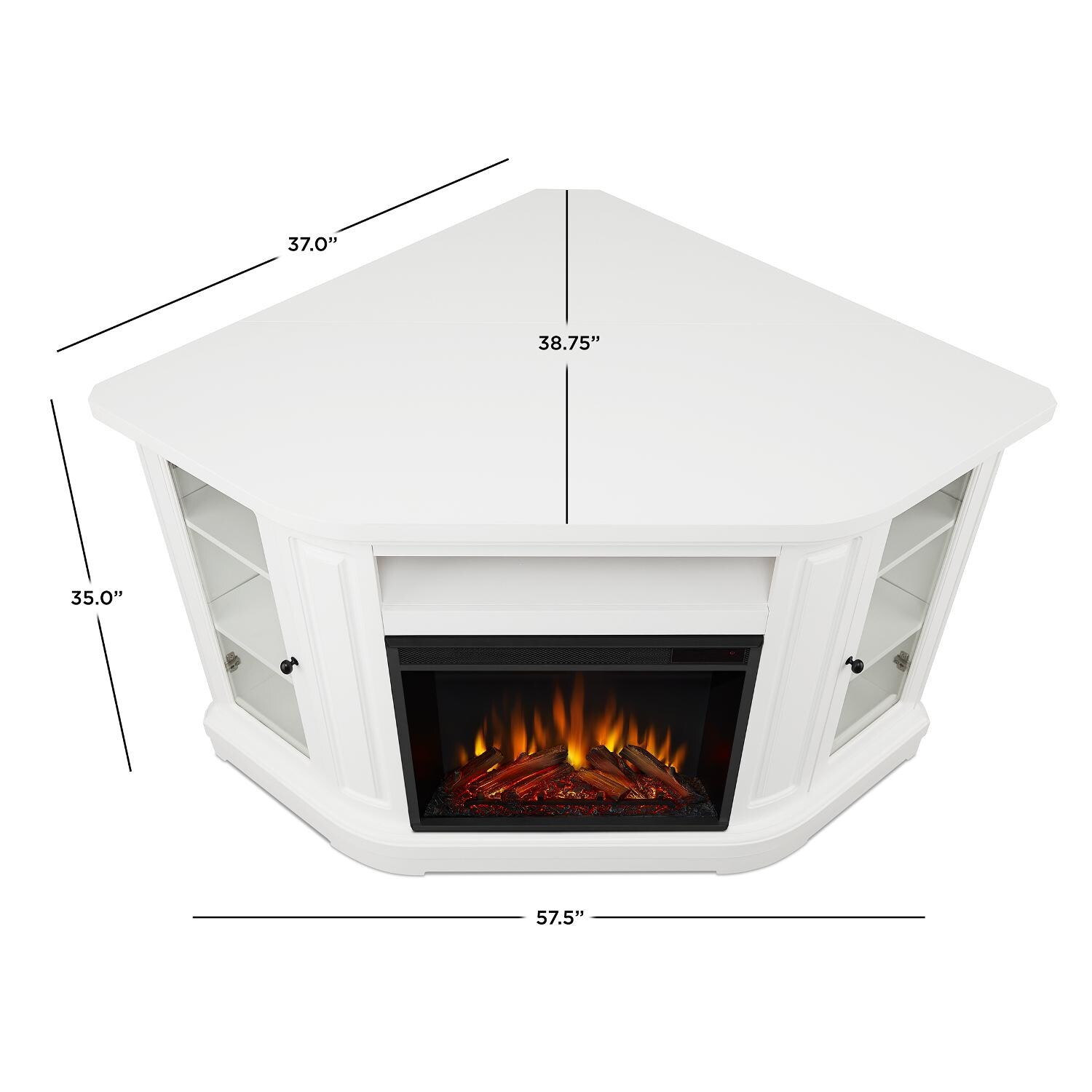 Real Flame - 3850E-W - Windom 57-Inch Corner Electric Fireplace Entertainment Center - White - Overall Dimensions thumbnail
