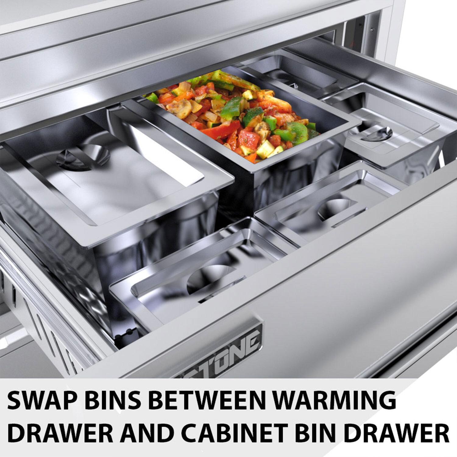 Sunstone Grills SAC34SWC 34-in Single Warming Drawer Cabinet - Additional Bins - Detail thumbnail