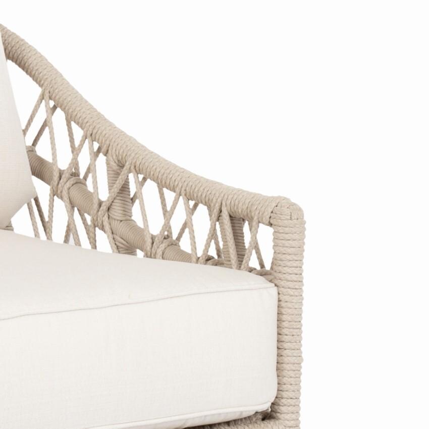 Dana 3 Person Woven Rope Sofa w/ Self Welt in Natural/Canvas Skyline by Sunset West - Chair Arm - Detail thumbnail