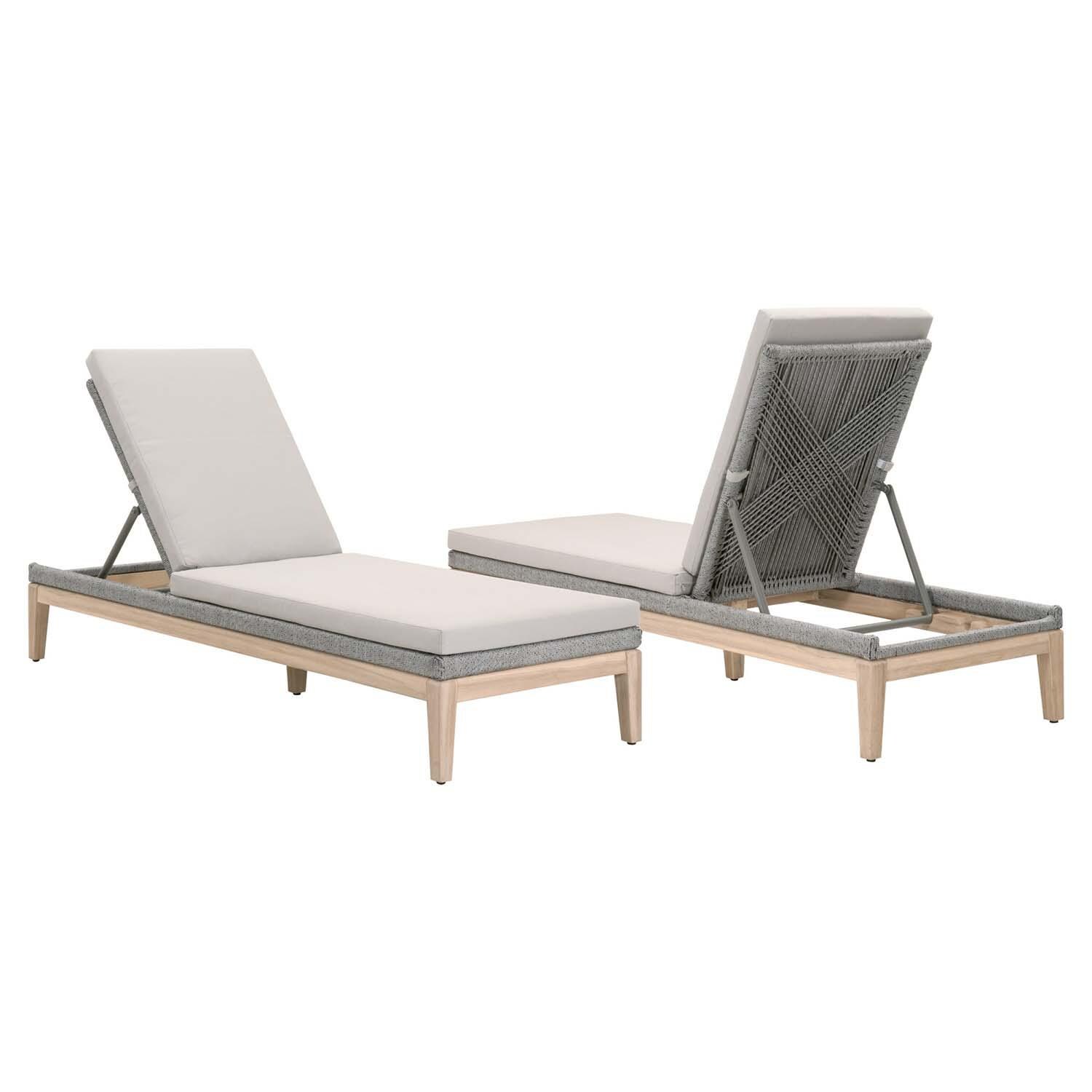 Lakeview Peninsula Way Woven Rope Chaise Lounge in Taupe & White - Side by Side View thumbnail