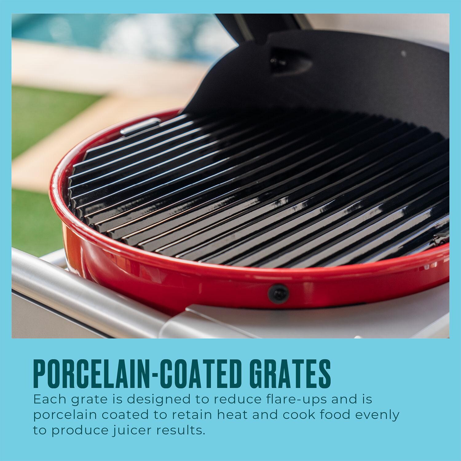 Charbroil 25302150 Bistro Pro 180 Electric Grill - Tabletop Red - Porcelain-Coated Grates - Detail thumbnail