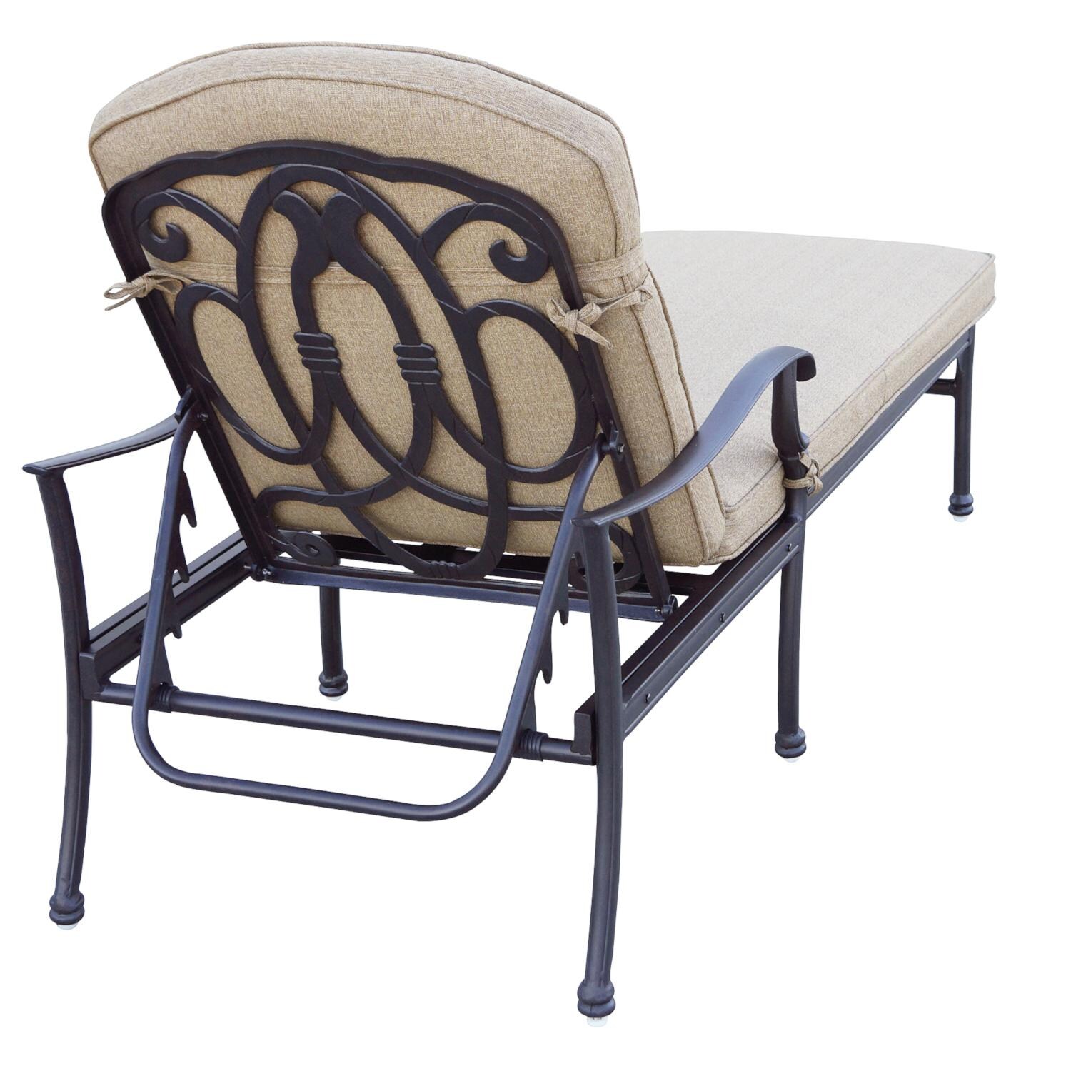Darlee 201020-33-2 Florence 2 Piece Cast Aluminum Patio Chaise Lounge Set W/ Sesame Cushions - Back Detail thumbnail