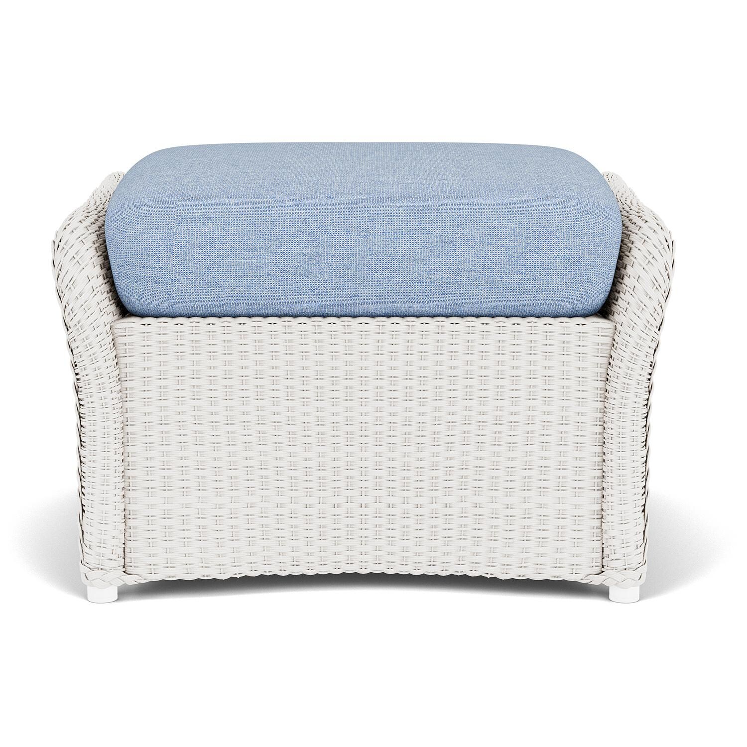 Weekend Retreat Lloyd Loom Ottoman in White/Demo Skyway by Lloyd Flanders