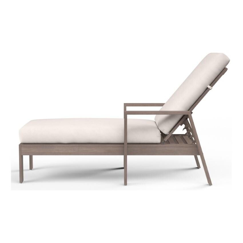 Laguna Aluminum Chaise Lounge w/ No Welt in Driftwood/Canvas Natural by Sunset West - Side View - White Background thumbnail