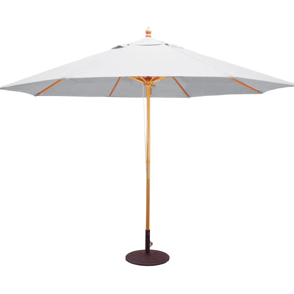 Galtech 11 Ft. Octagonal Hardwood Patio Market Umbrella W/ Pulley - Light Wood W/ Sunbrella Canvas Canvas Canopy