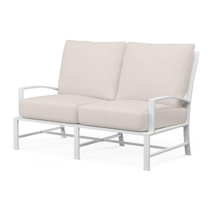 Bristol Aluminum Loveseat in White/Canvas Natural by Sunset West