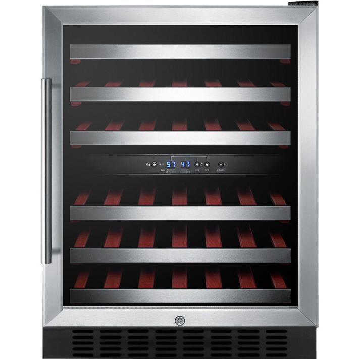 Summit 24Inch 46 Bottle Dual Zone Wine Cooler Stainless Steel