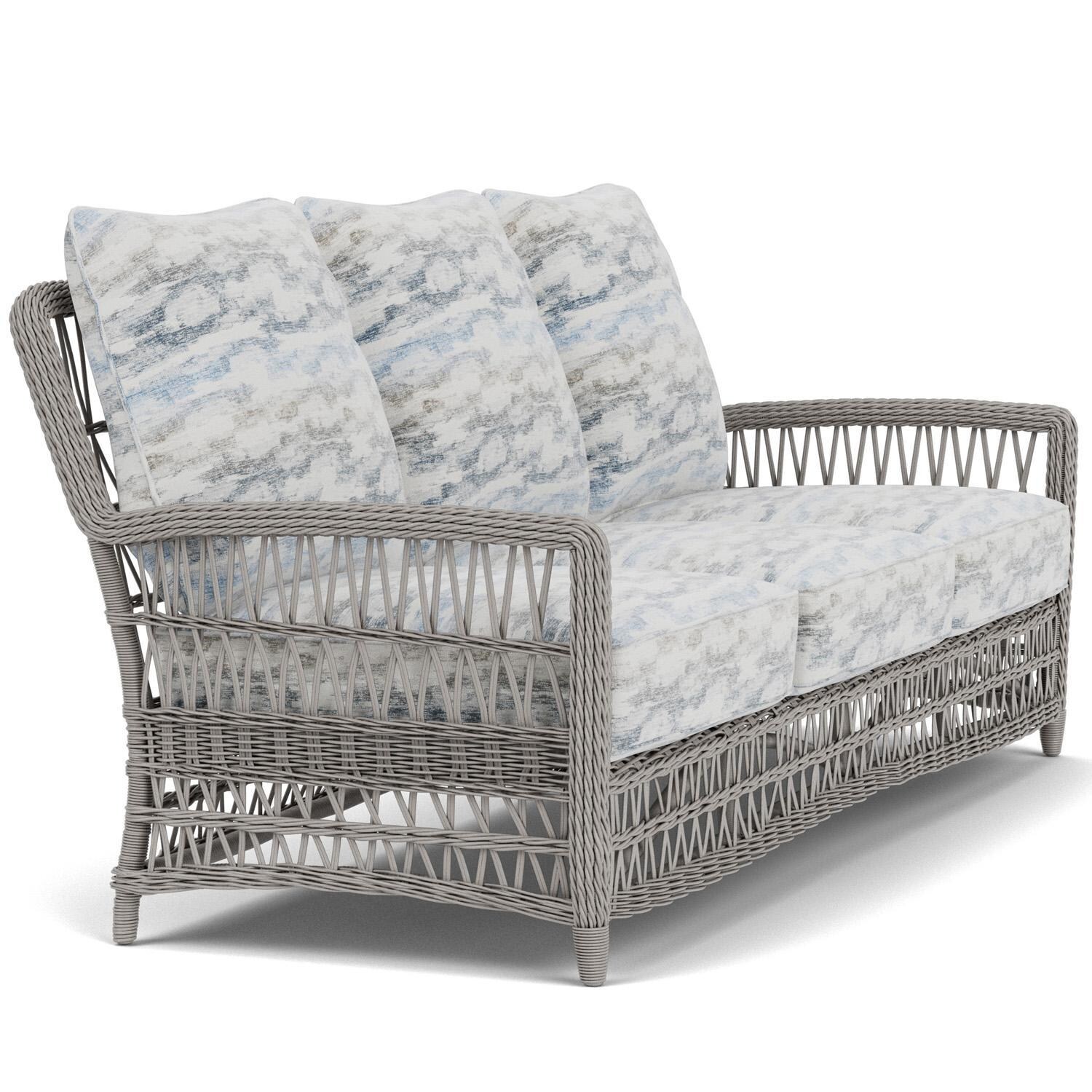 Lloyd Flanders Mackinac Sofa in Putty Finish with Stratosphere Cloud Fabric - Right Side thumbnail