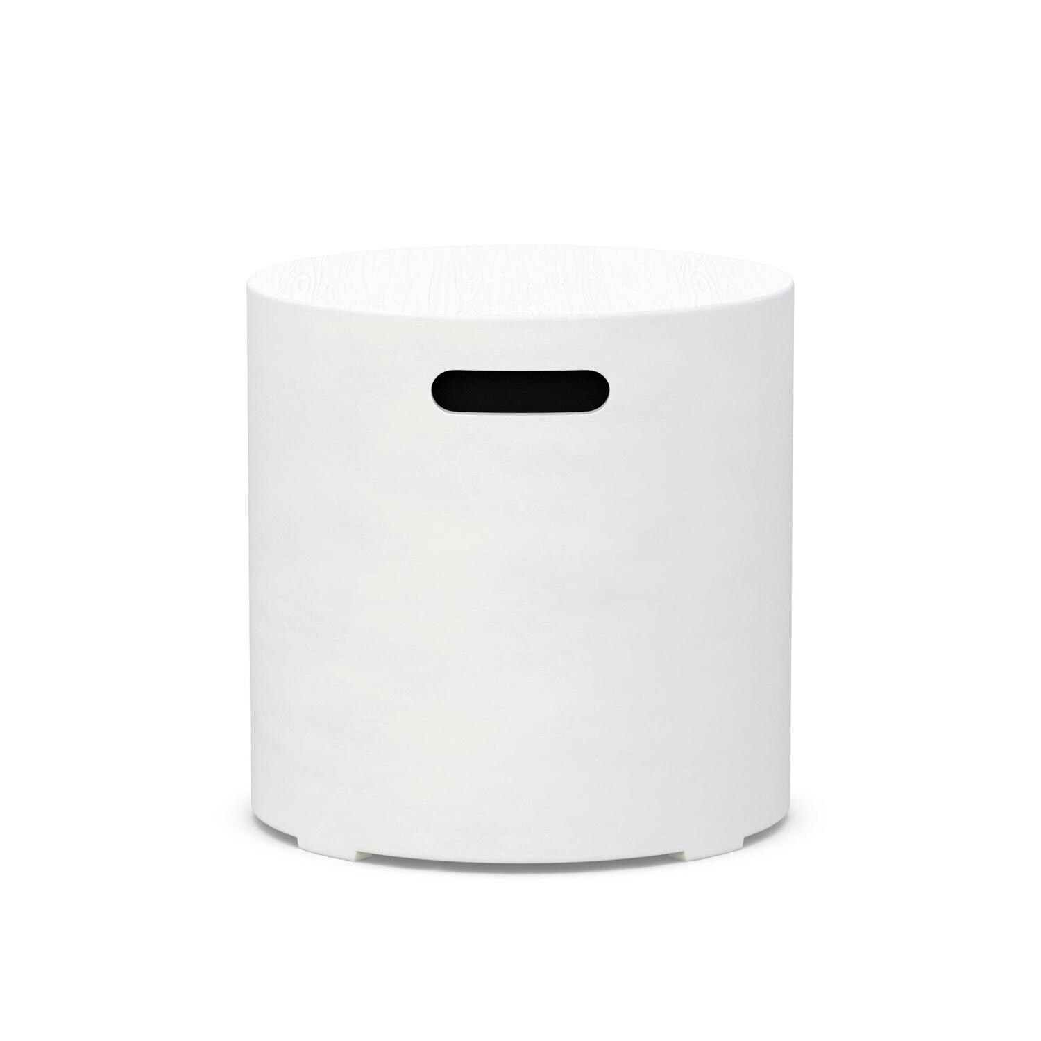 Azzurro Living Luna 41 Inch Propane Fire Table W/ Tank Cover in White - Tank Cover Front - White Background thumbnail