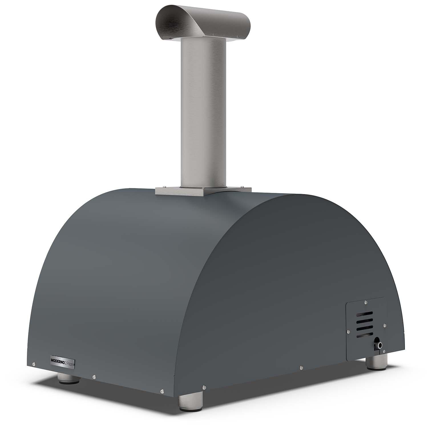 Alfa FXMD-2P-GGRIA-U Moderno 2 Pizze Propane Pizza Oven - Anthracite Grey - Back Left Angled View - White Background thumbnail