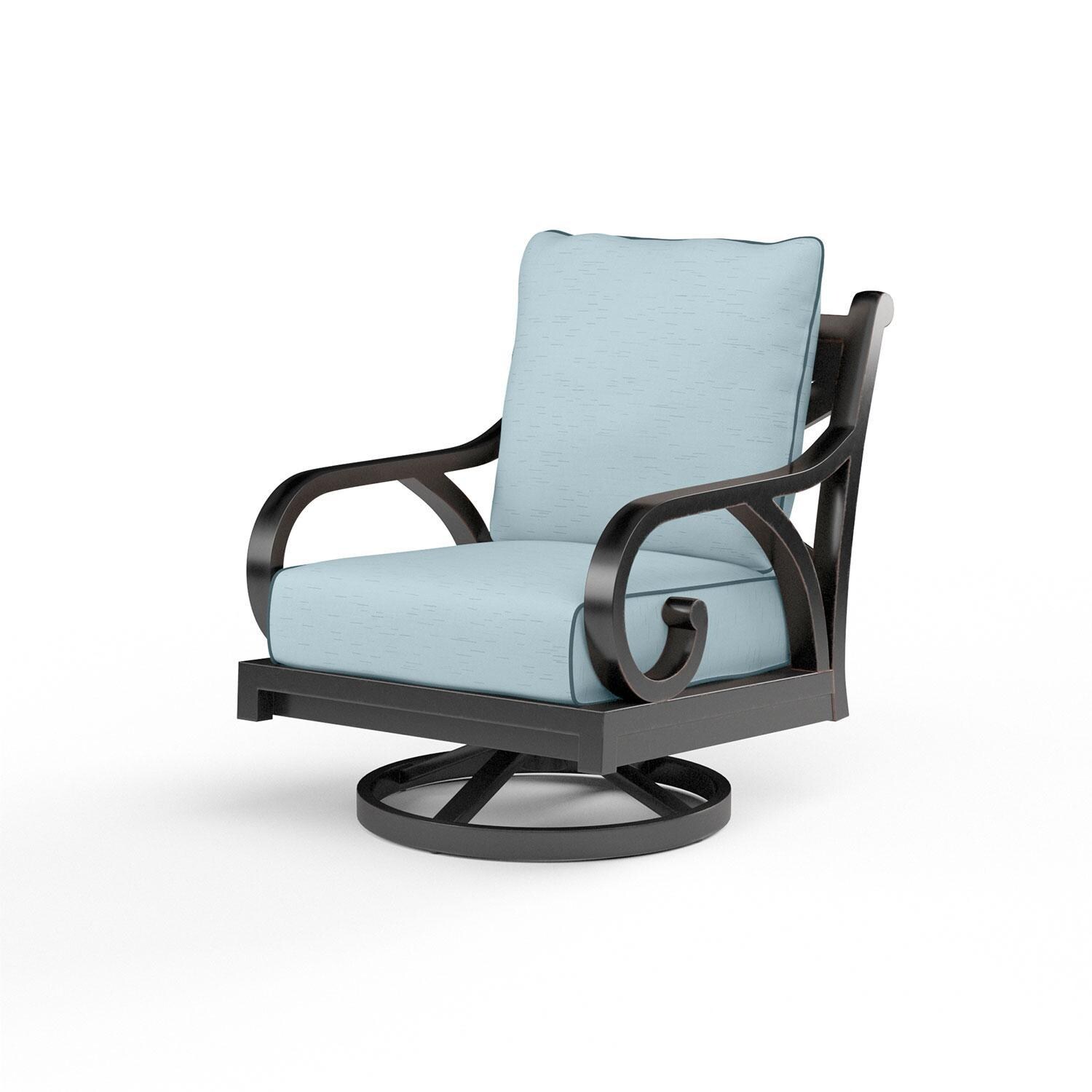 Monterey Aluminum Patio Swivel Rocker in Canvas Skyline w/ Self Welt By Sunset West - Display - White Background thumbnail