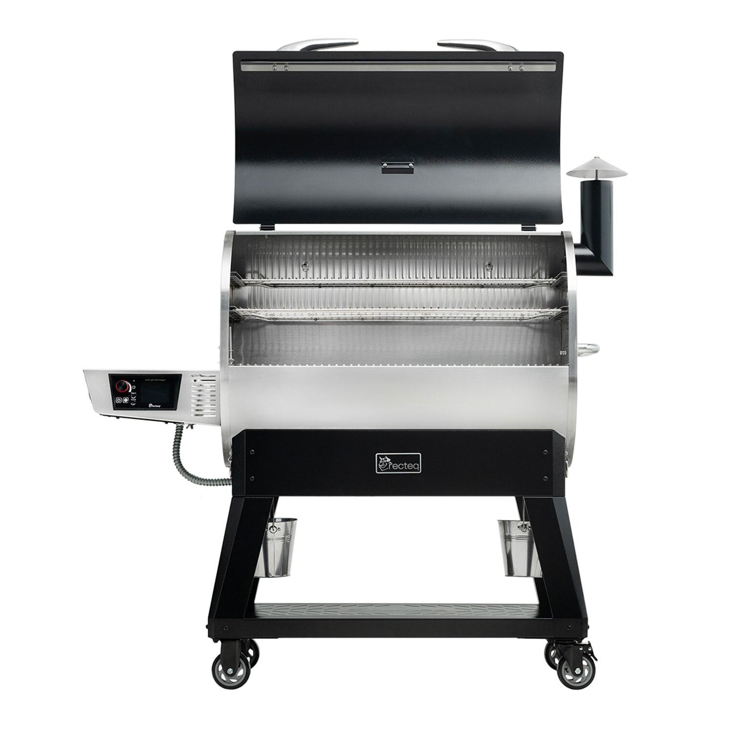 recteq RT-1600FS Flagship 1600 Wood Pellet Grill - Front View - Lid Up - White Background thumbnail