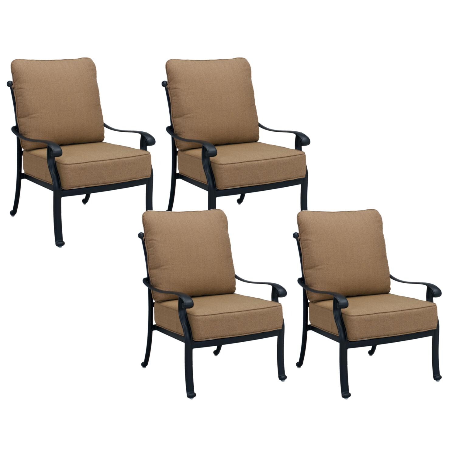 Darlee 201668-1-4 Capri 4 Piece Cast Aluminum Patio Club Chair Set W/ Sesame Polyester Cushions thumbnail