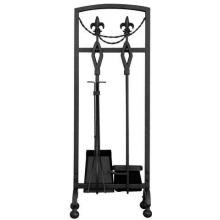 UniFlame 5-Piece Olde World Iron Fleur-De-Lis Fireplace Tool Set With Diamond Handles - F-1452 image